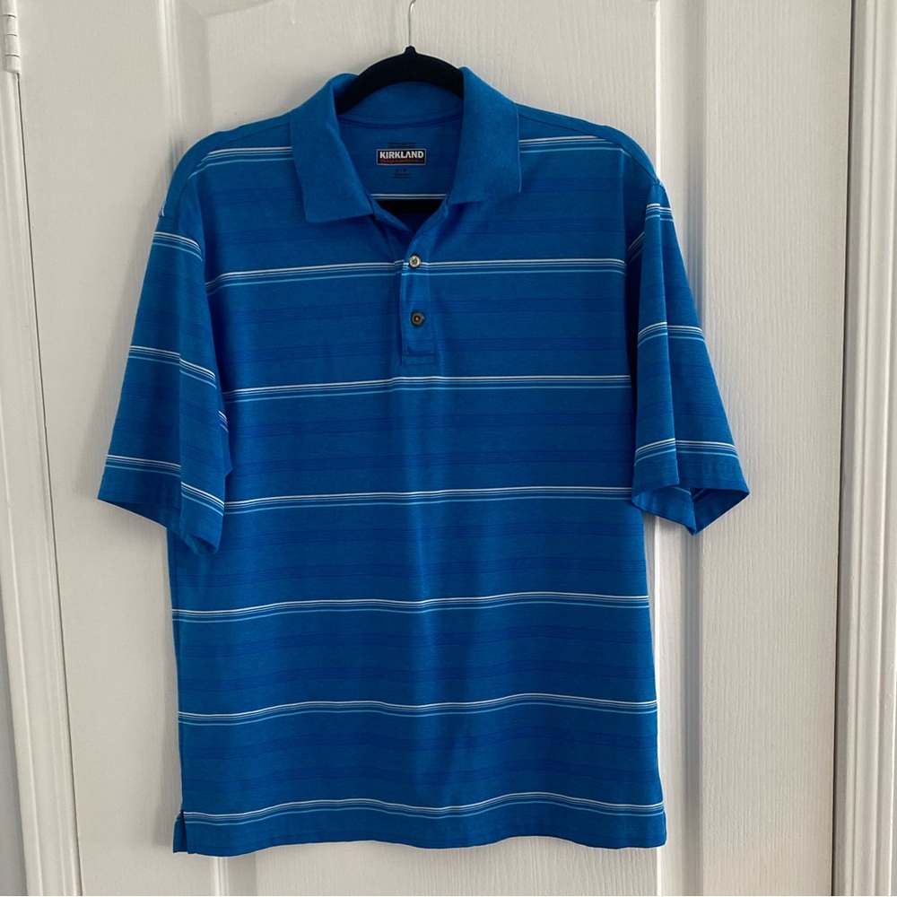 Men's Blue Striped Polo Shirt